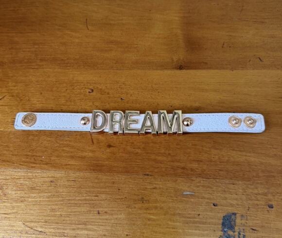 BCBGeneration Jewelry - BCBGeneration Pink Leather DREAM Charm Bracelet Rose Gold Snap Closure